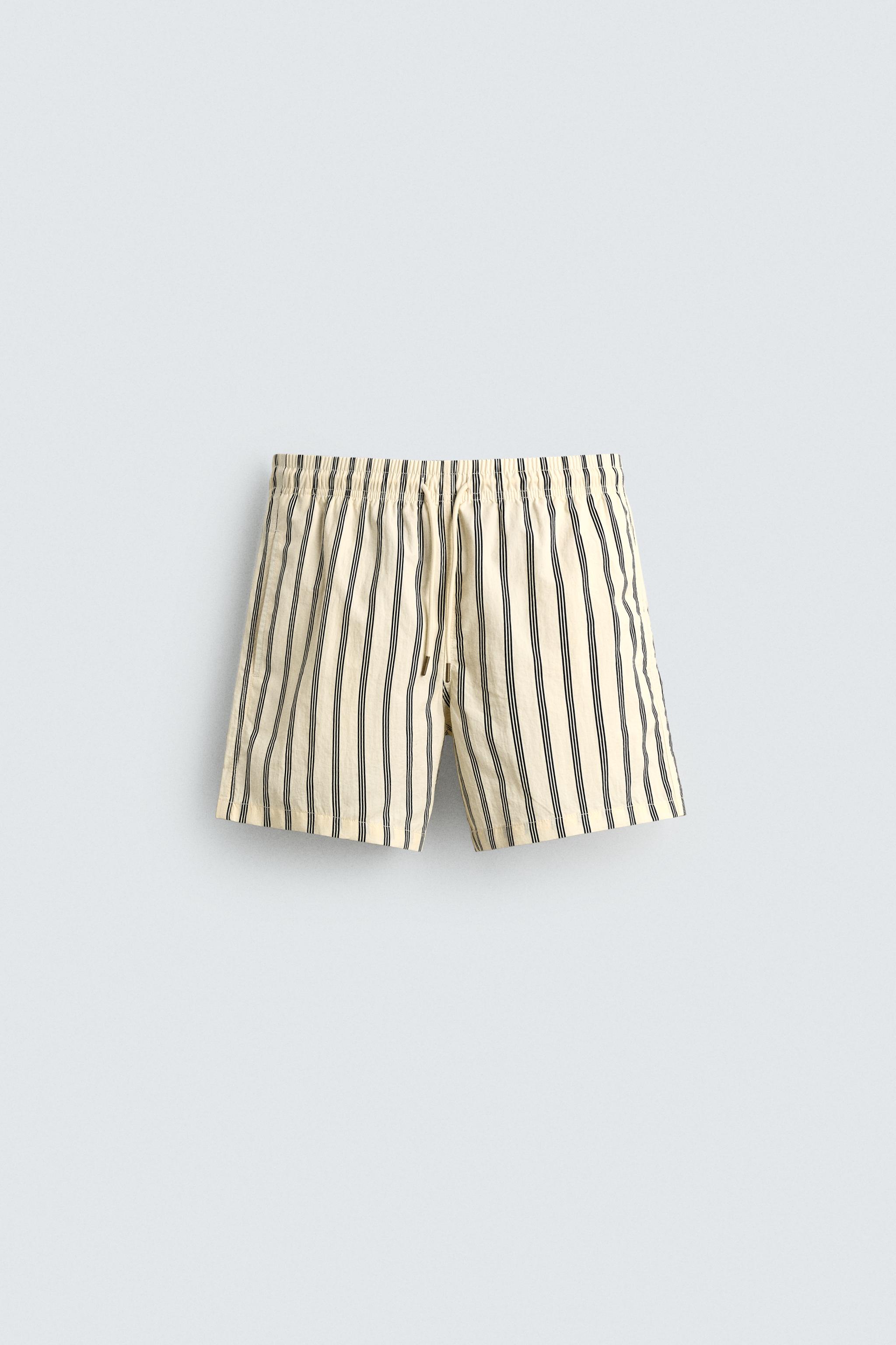 MID-LENGTH STRIPED SWIMSHORTS